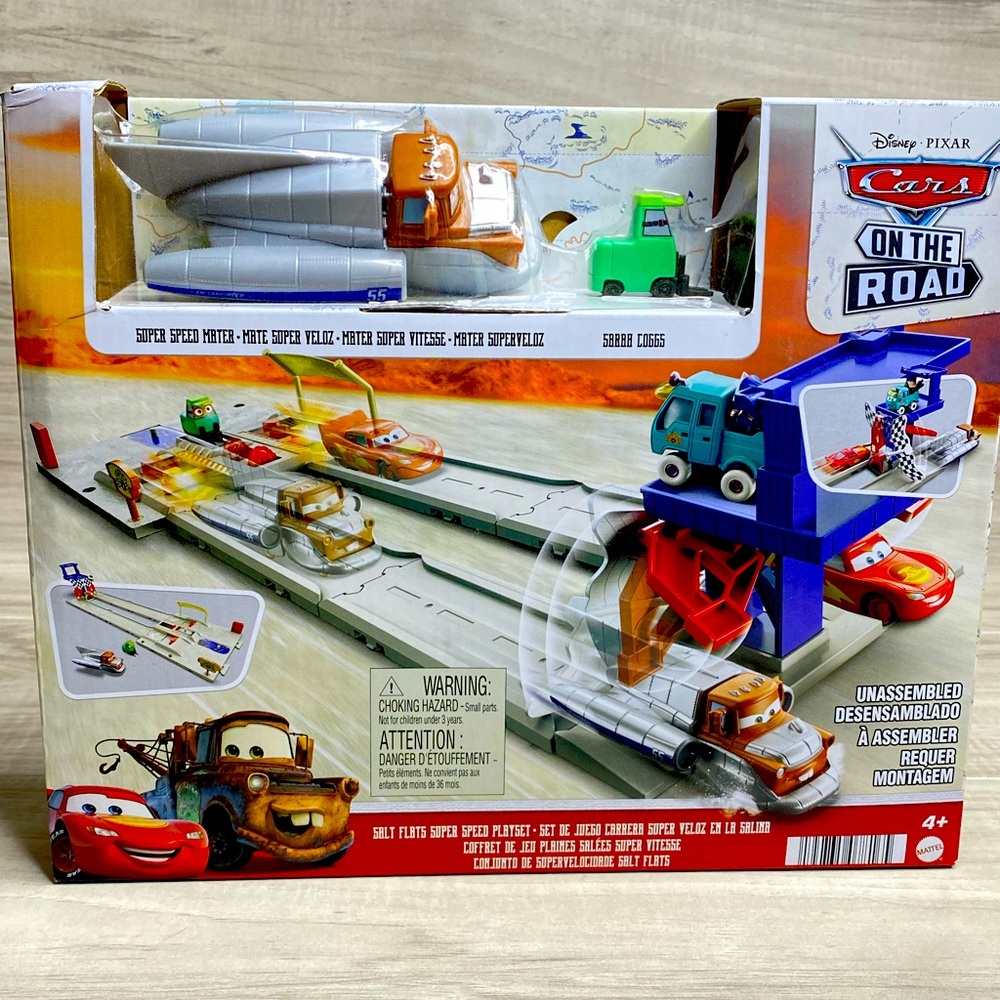 Disney Pixar Cars  On The Road  Salt Flats Super Speed Play set Rocket Mater
